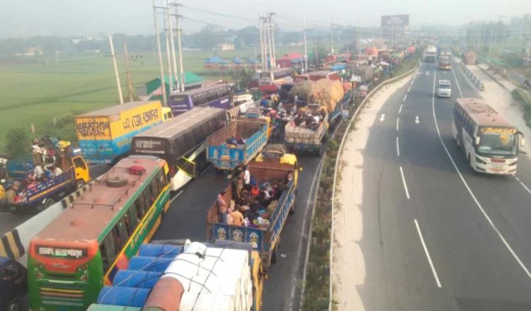 ঈদযাত্রা: ঢাকা-টাঙ্গাইল মহাসড়কে তীব্র যানজট